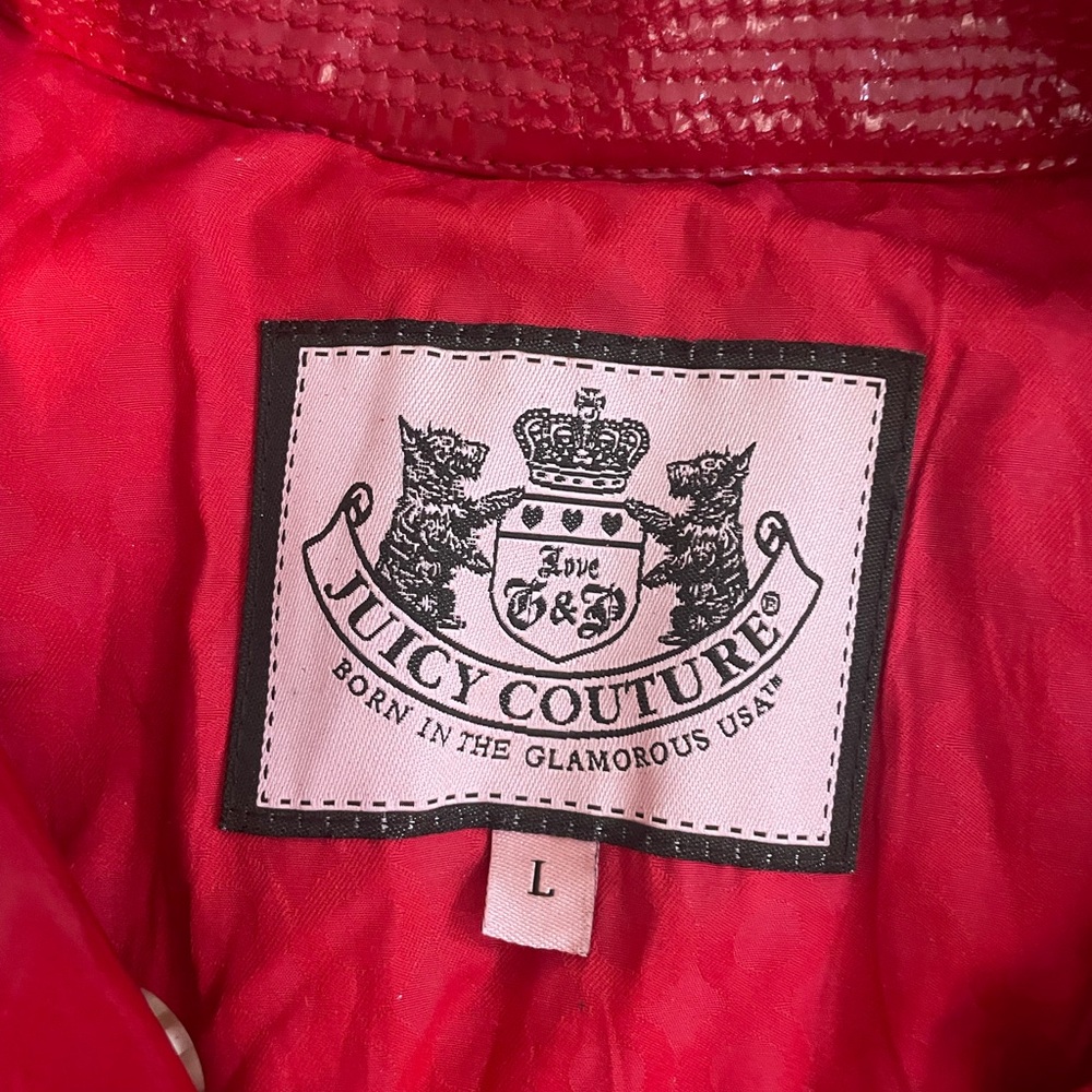 Juicy Couture Red Rain Jacket with Gold Buttons - Picture 10 of 15